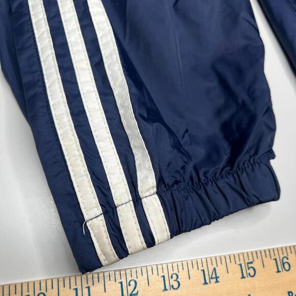 Adidas Men’s Track Pants Navy Blue White 3-Stripe Size L USA – Vintage Nylon - Picture 8 of 8